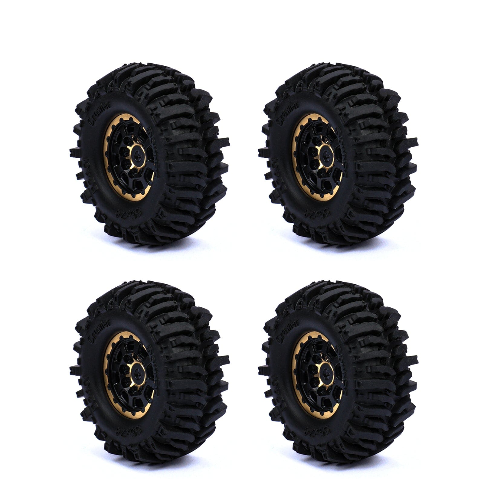 RCAWD AXIAL SCX24 Wheels and Tires Set RCAWD 1.0'' Brass Beadlock Wheels and Mud Tires Set for  SCX24 Crawler Car