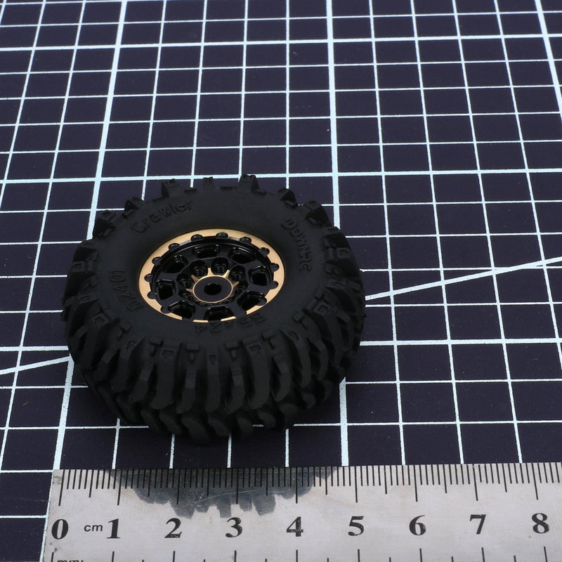 RCAWD AXIAL SCX24 Wheels and Tires Set RCAWD 1.0'' Brass Beadlock Wheels and Tires Set for  SCX24 Crawler Car