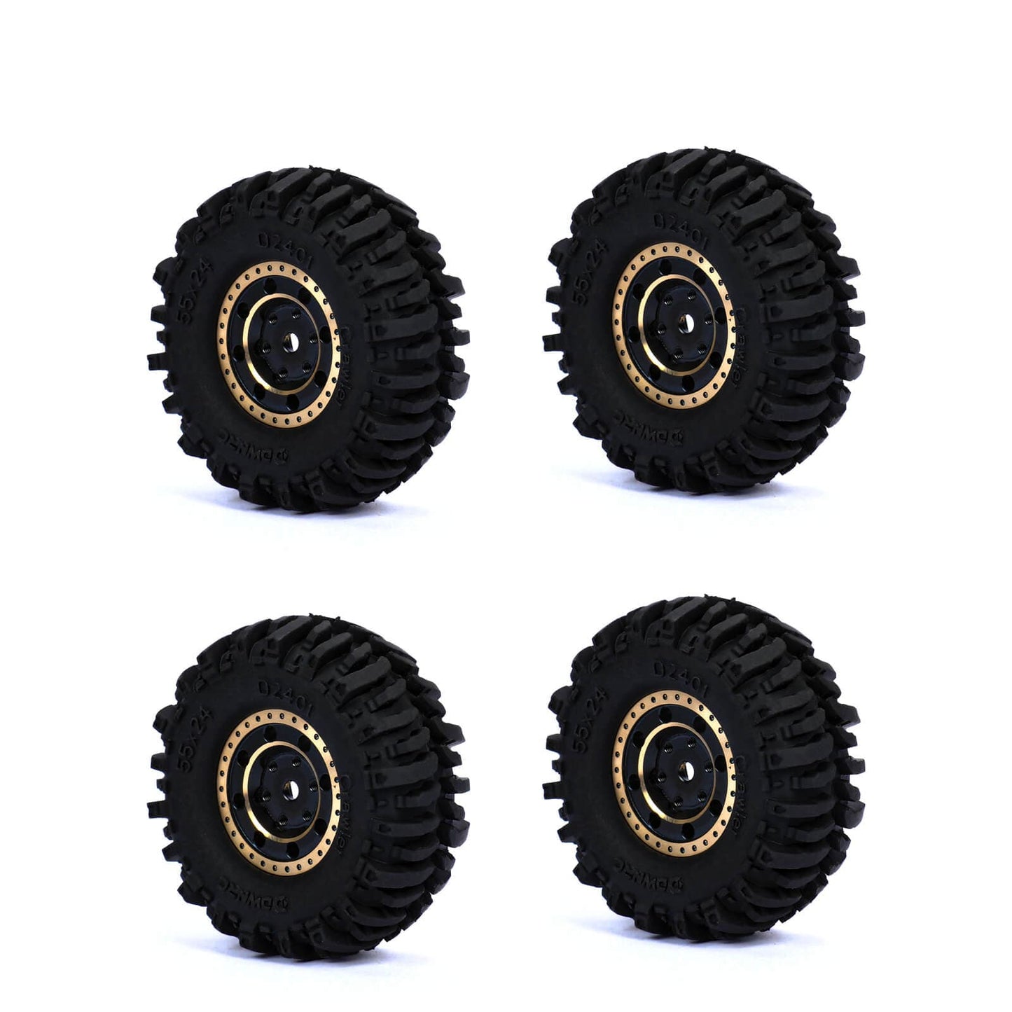 RCAWD AXIAL SCX24 Wheels and Tires Set RCAWD 1.0" Brass wheel and 52*20mm Tires for SCX24 RC Crawler