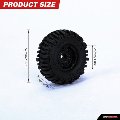 RCAWD AXIAL SCX24 Wheels and Tires Set RCAWD 1.0" Brass wheel and 52*20mm Tires for SCX24 RC Crawler