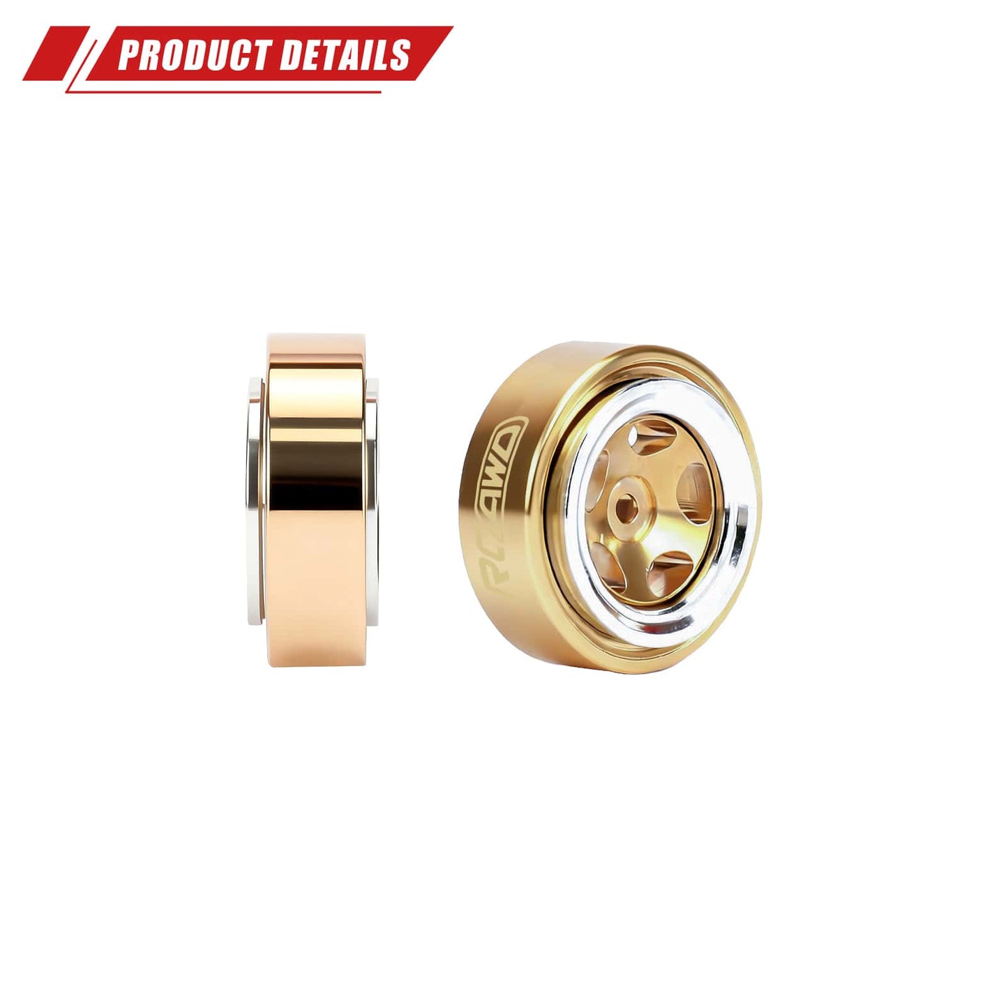 RCAWD Axial SCX30 RCAWD SCX30 0.7" New Round Hole Design All Brass Wheel Rims