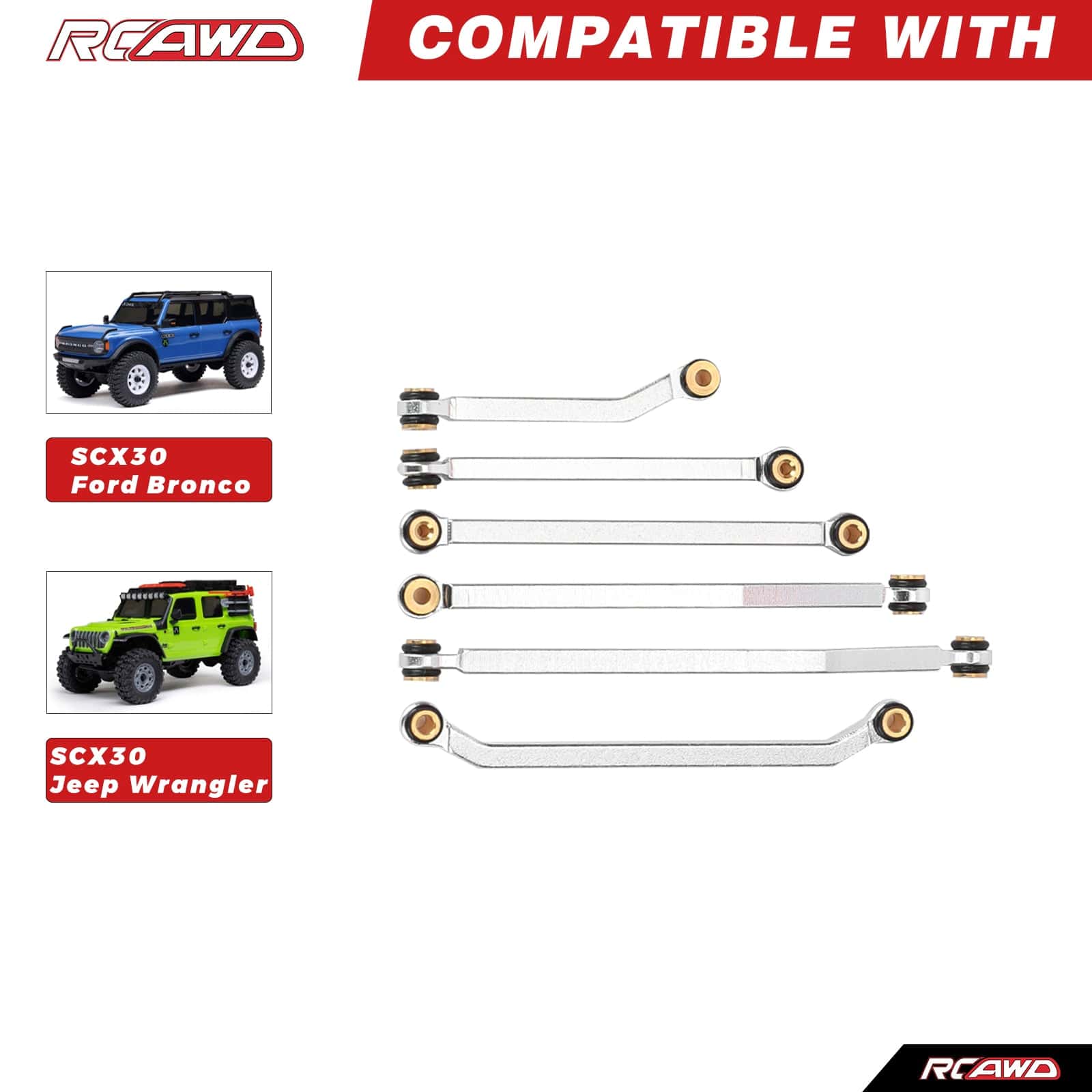 RCAWD Axial SCX30 RCAWD SCX30 10PCS Steering Rod Tie Links Set