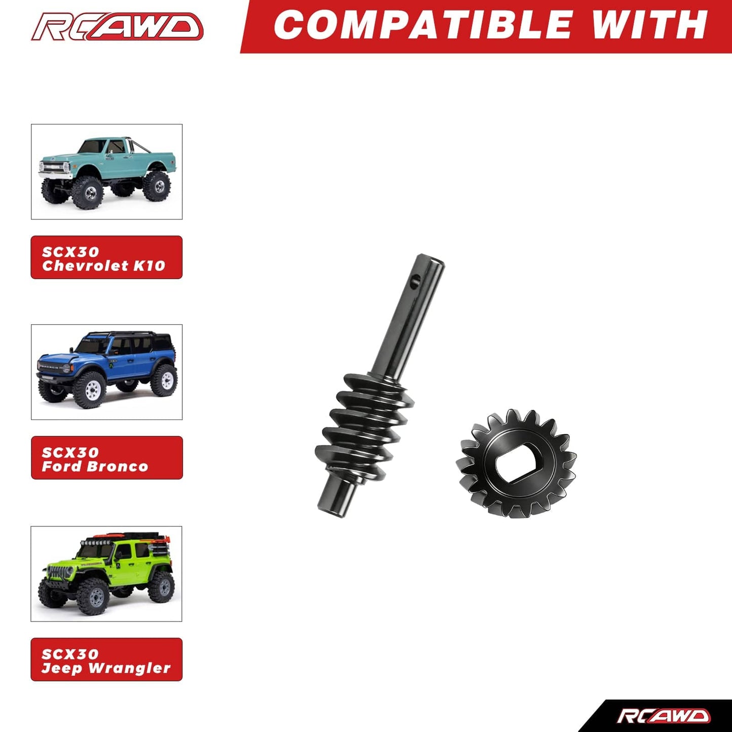 RCAWD Axial SCX30 RCAWD SCX30 16T Front Rear Worm Gear