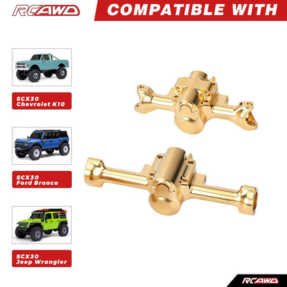 RCAWD Axial SCX30 RCAWD SCX30 All Brass Front Rear Axle Housing