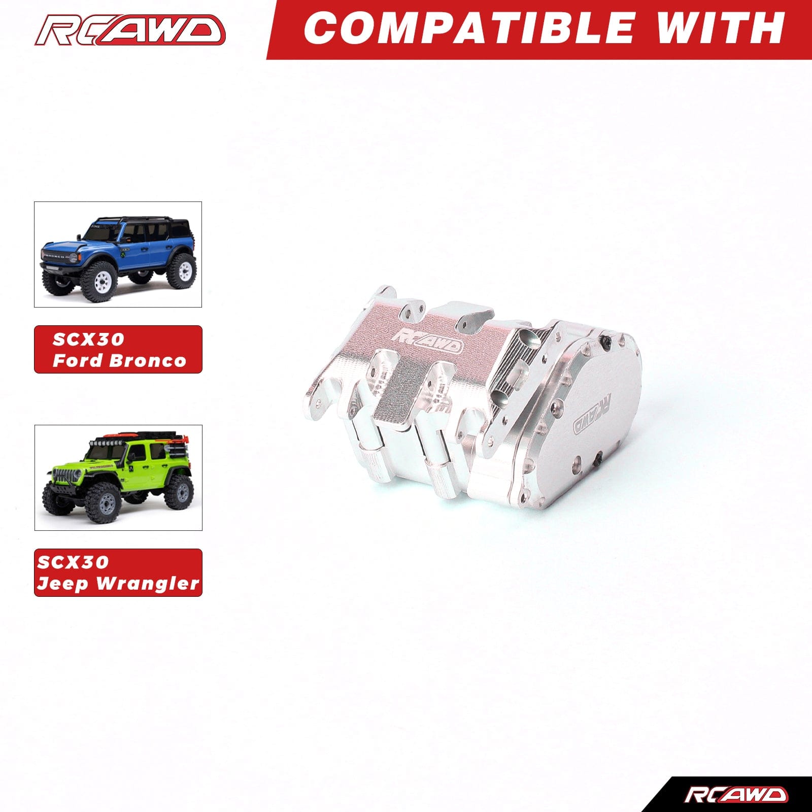 RCAWD Axial SCX30 RCAWD SCX30 Alum Center Gearbox Transmission Box Set