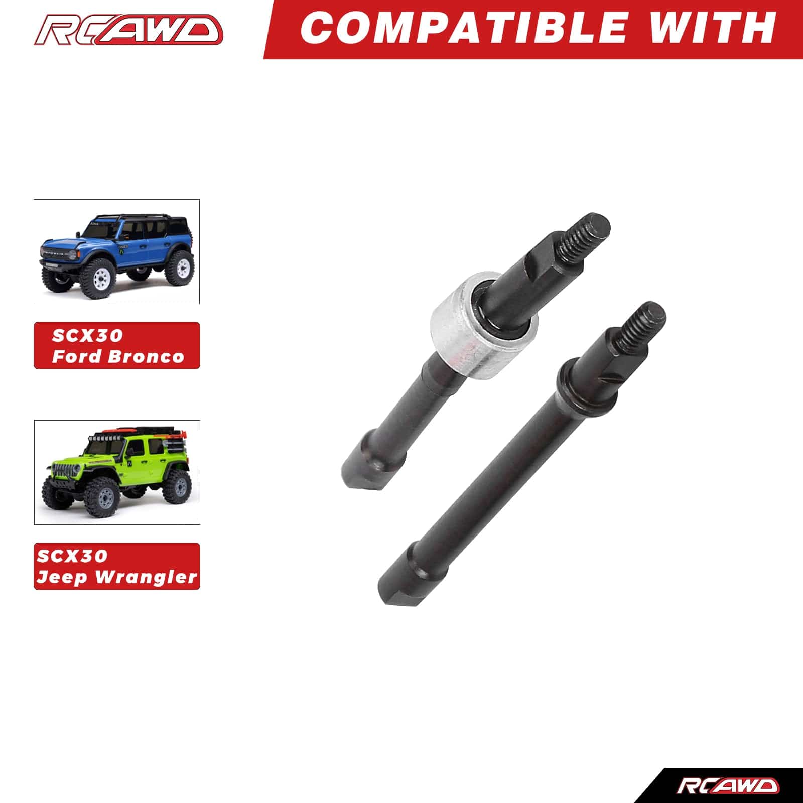RCAWD Axial SCX30 RCAWD SCX30 Steel CVD Front Rear Drive Shaft