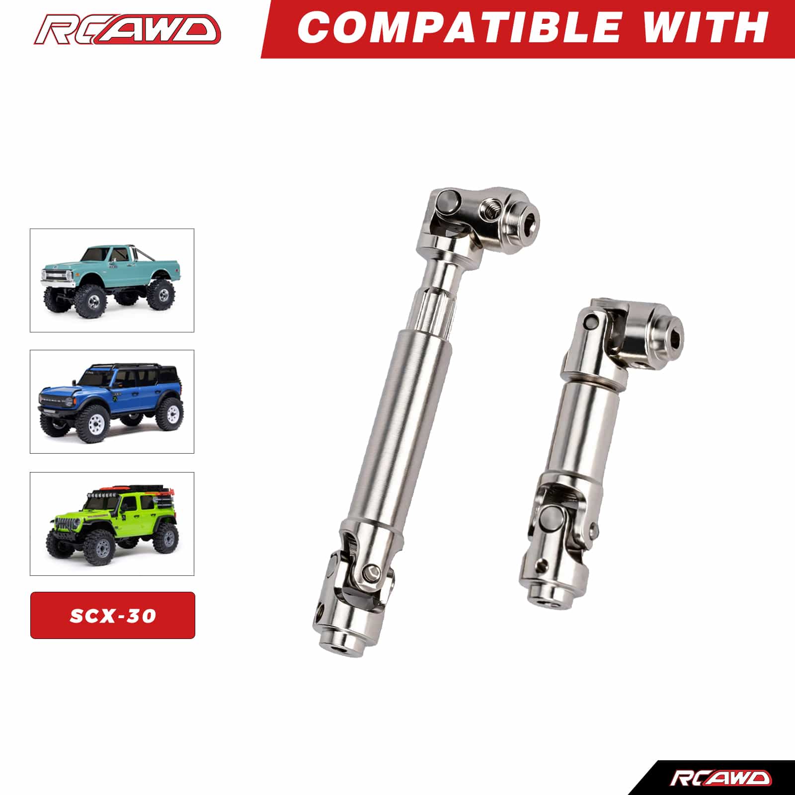 RCAWD Axial SCX30 RCAWD SCX30 Steel CVD Front Rear Drive Shaft（副本）