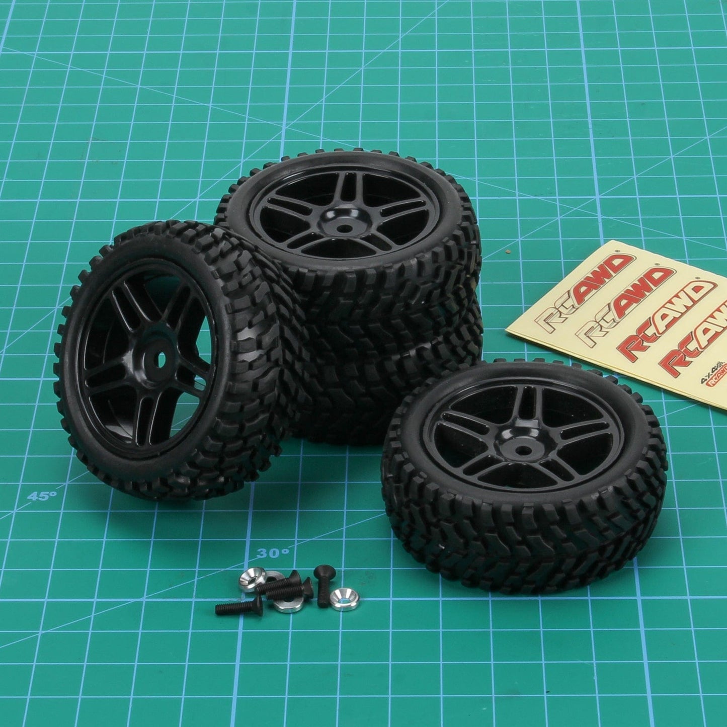 RCAWD Axial Yeti Jr Black RCAWD Axial 1/18 Yeti Jr Wheel Rim & Rubber Tire AXI31594