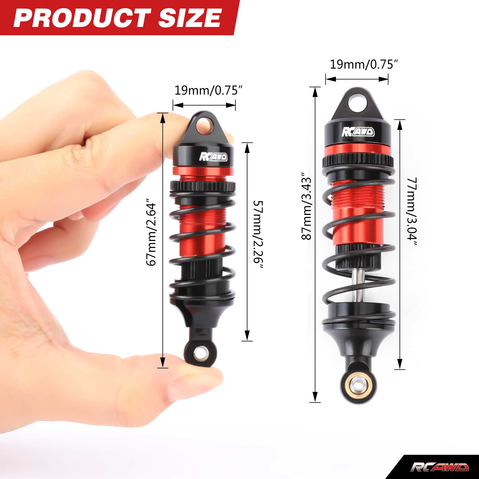 RCAWD CEN 1/8 RCAWD CEN 1/8 Front Rear All Metal Oil Filled Shock Absorbers Damper 4PCS