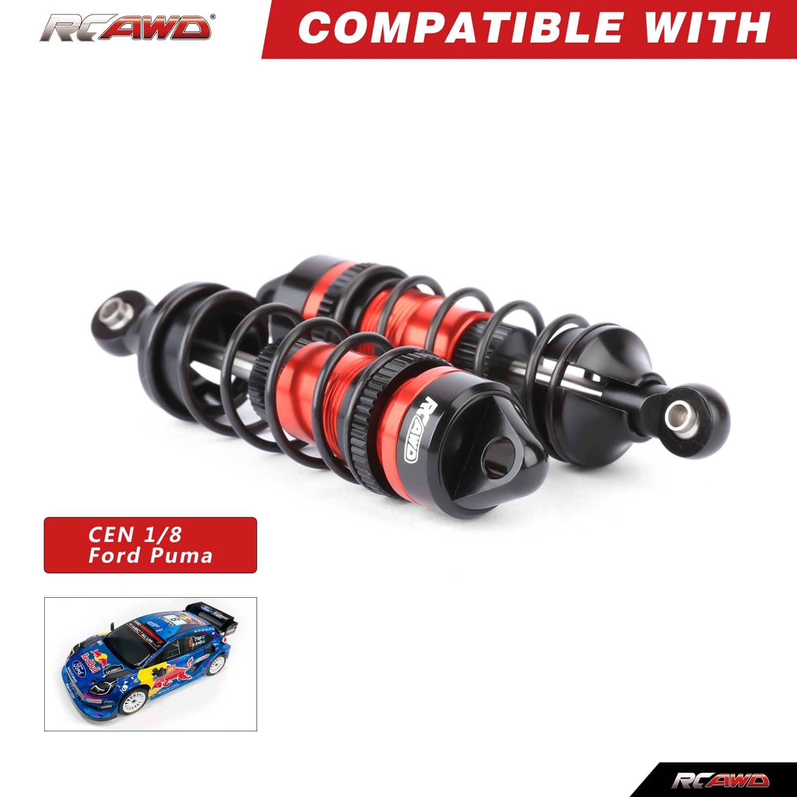 RCAWD CEN 1/8 RCAWD CEN 1/8 Front Rear All Metal Oil Filled Shock Absorbers Damper 4PCS