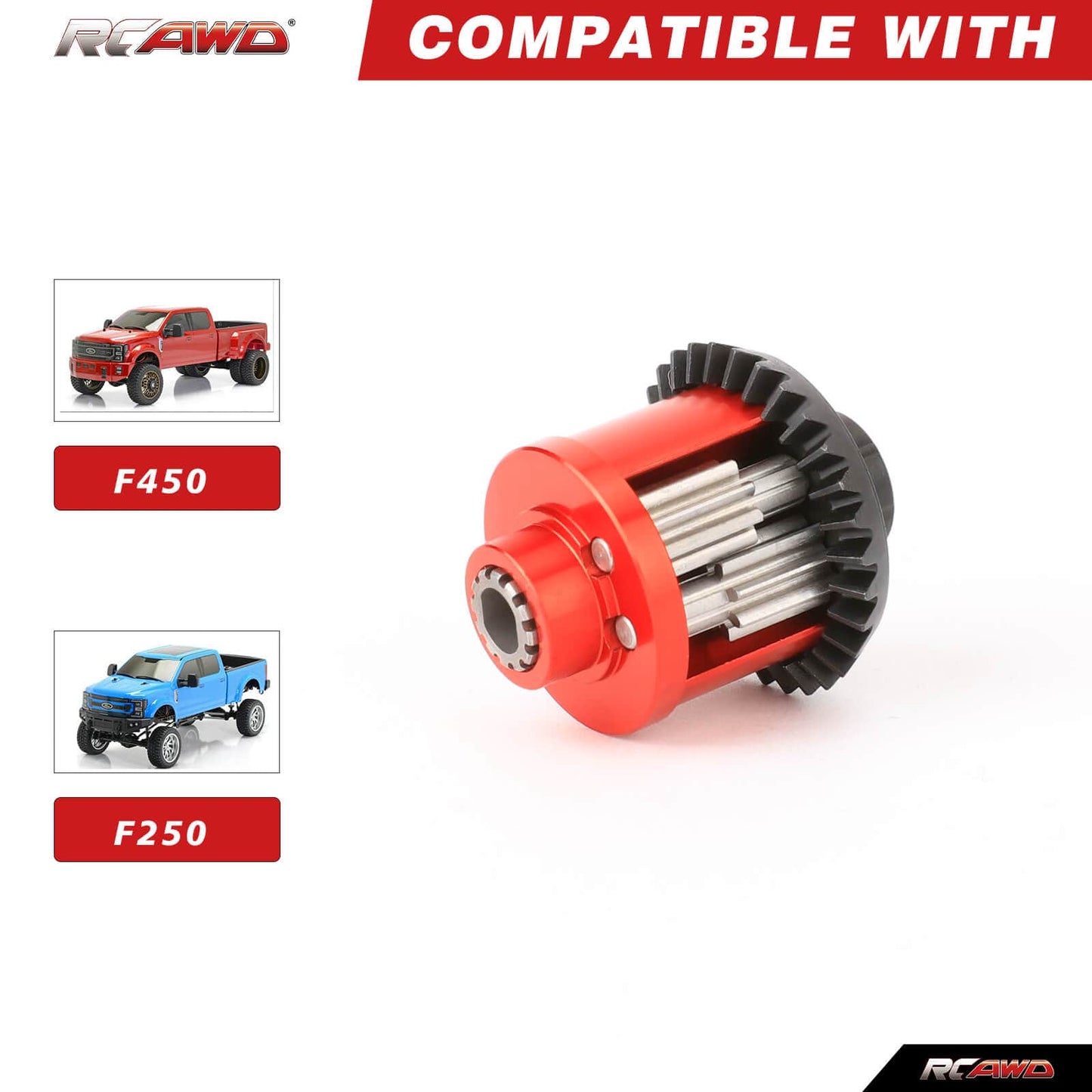 RCAWD CEN RCAWD CEN F450 F250 Front Rear Diff Assemblies With 30T 13T Differential Case Ring Pinion Gears