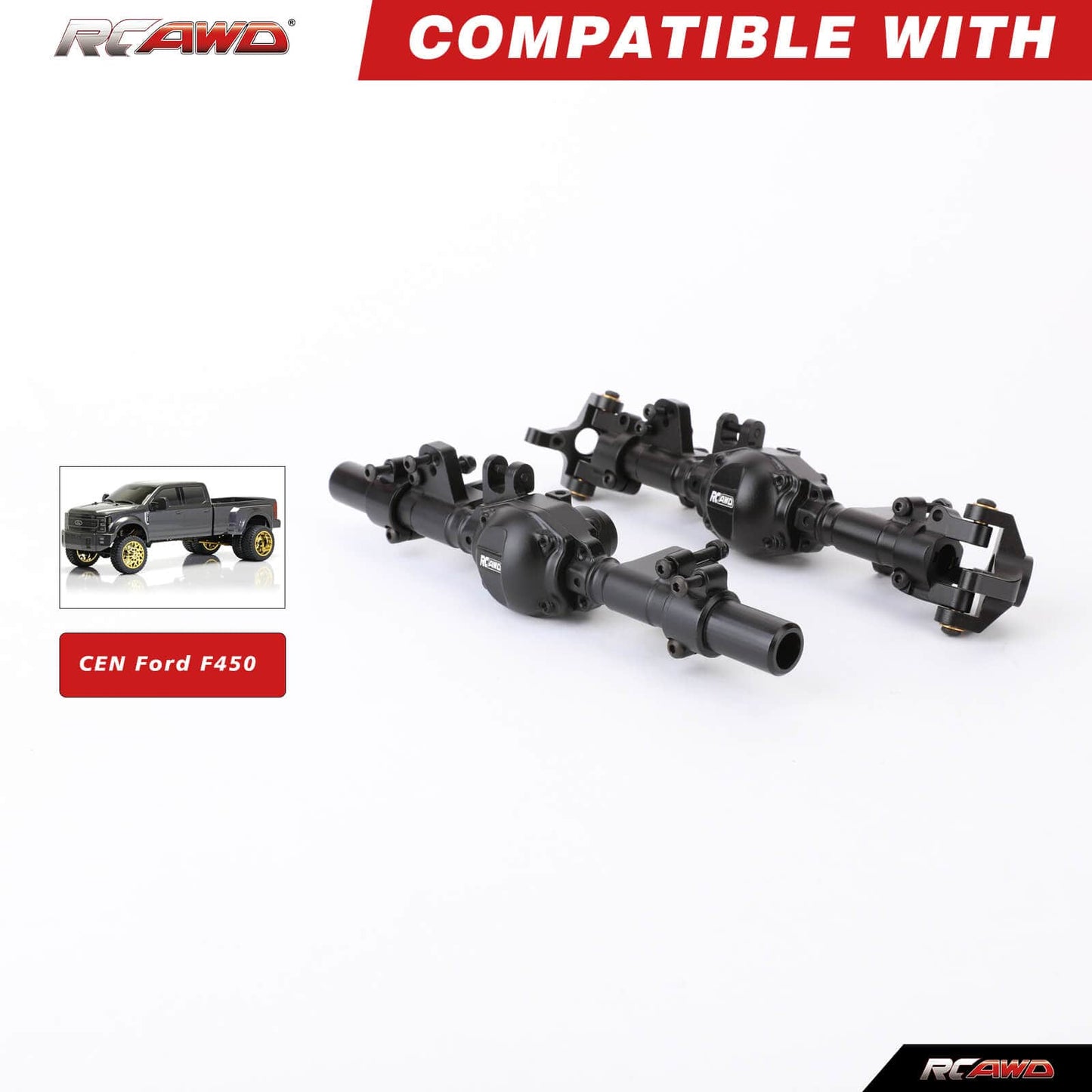 RCAWD CEN RCAWD CEN F450 Metal Front Rear Axle Housing Assemblies