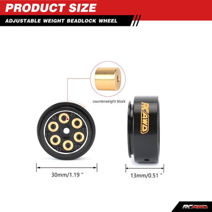 RCAWD Cyberwheelz adjustable weight 1.0'' Beadlock Wheel Rims for 1/24 1/18 RC Crawler - RCAWD