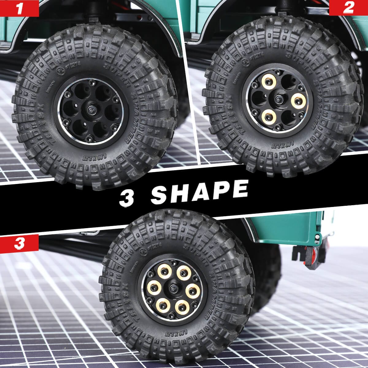 RCAWD Cyberwheelz RCAWD Cyberwheelz adjustable weight 1.0'' Beadlock Wheel Rims for 1/24 1/18 RC Crawler