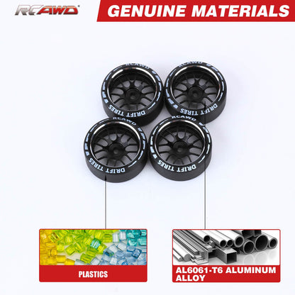 RCAWD Drift Tires RCAWD Drift Wheel Rims Tire Set for Kyosho WLTOYS 1/28 Upgrade Parts