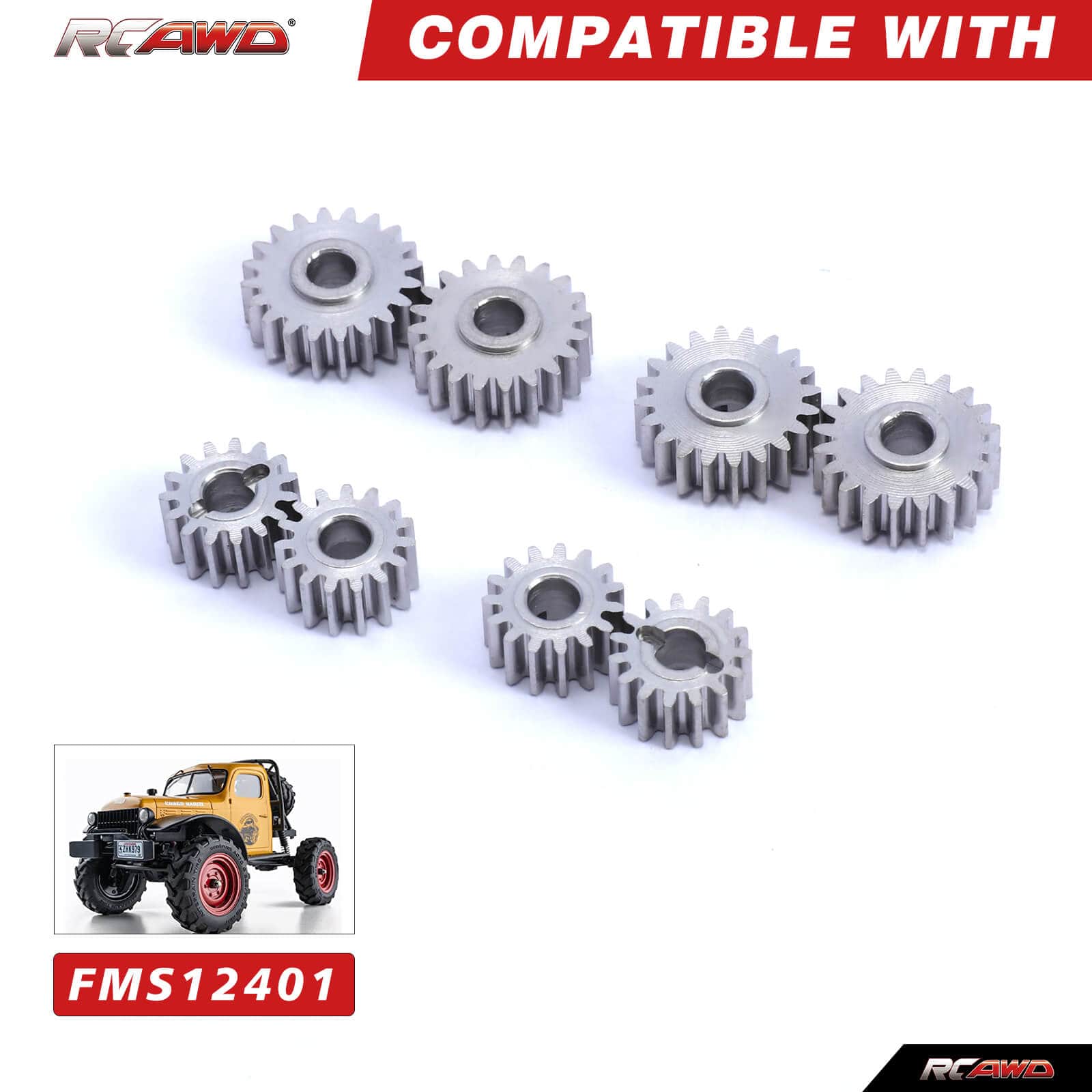 RCAWD FCX24 Upgrades #45 Steel 15T 20T Portal Gears - RCAWD