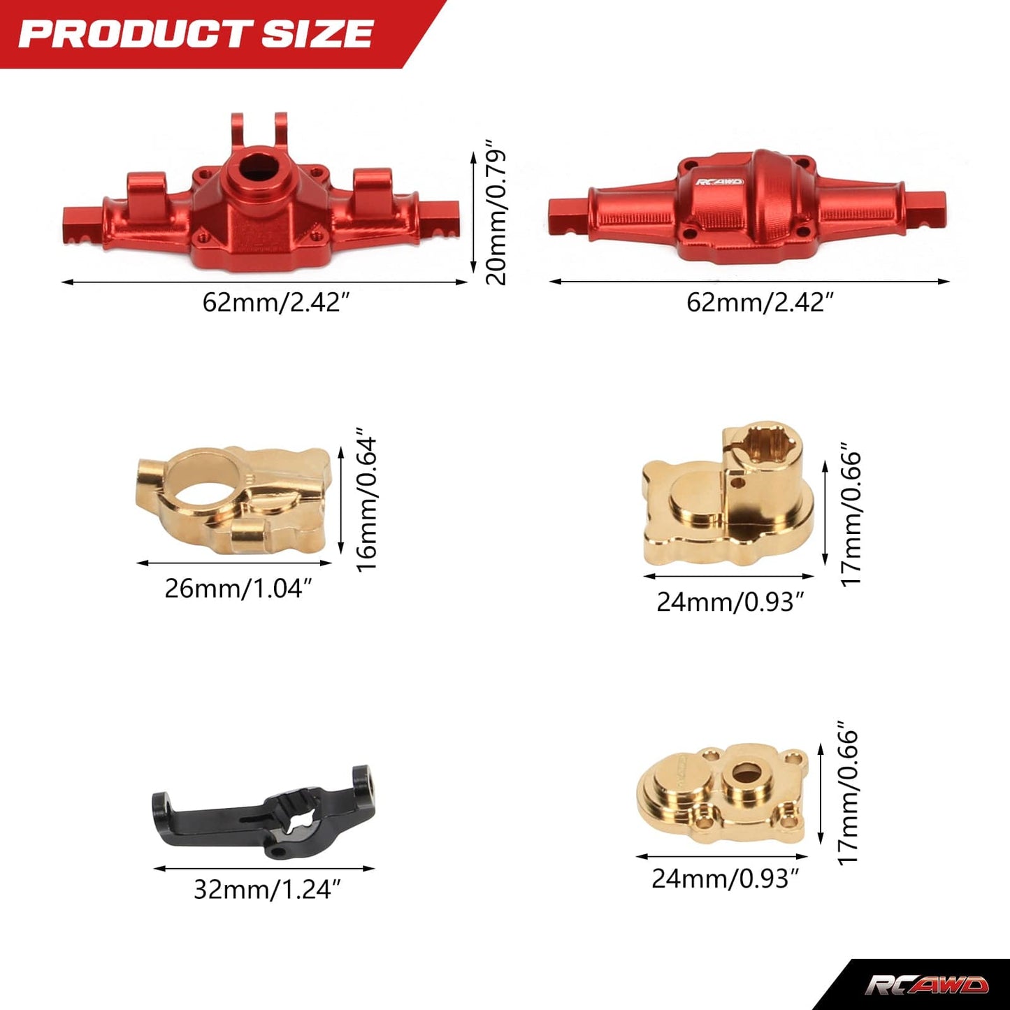 RCAWD FCX24 Upgrades Portal Axles Housing Set D4 - C3026BLBL - RCAWD