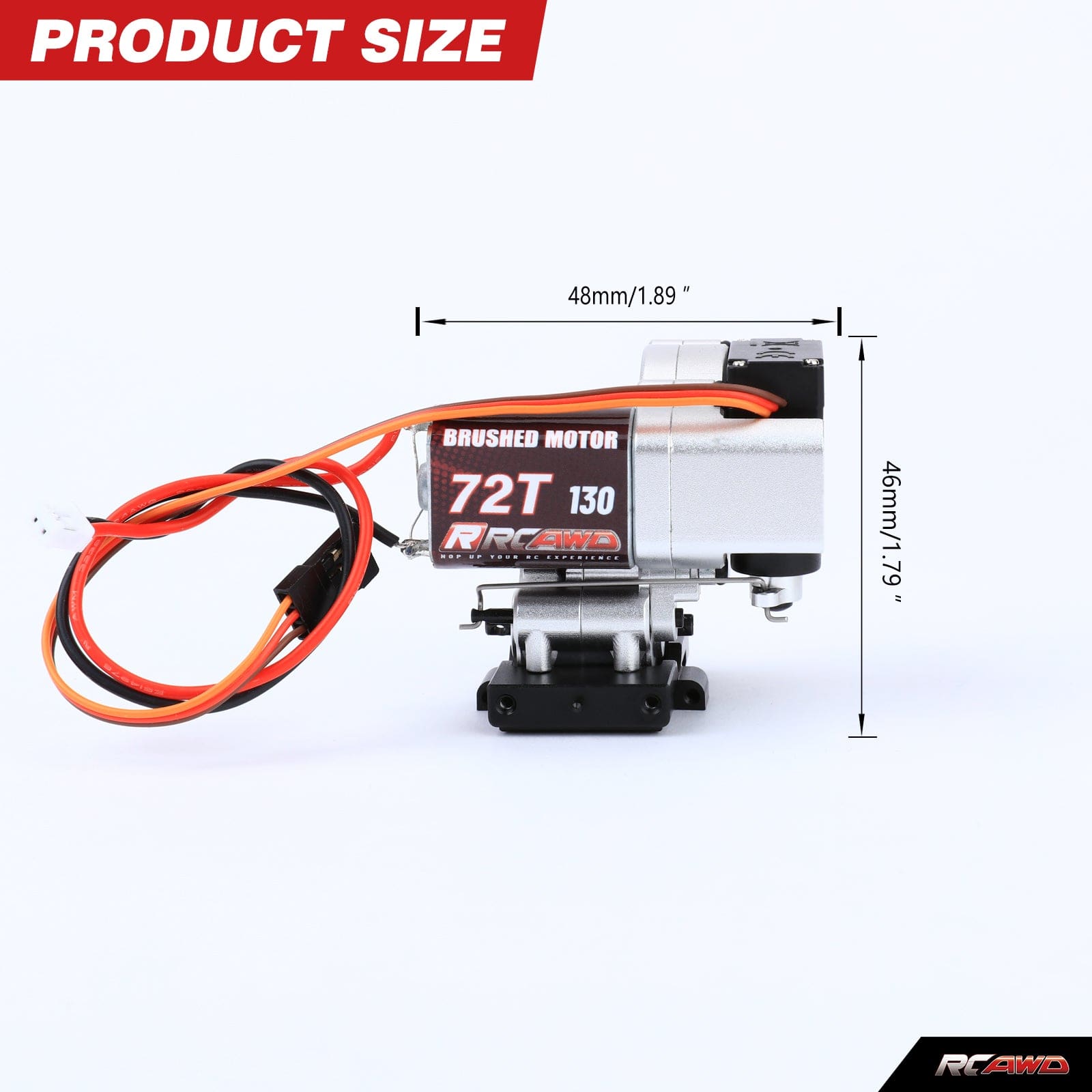 RCAWD FMS 1/18 72T 130 Motor with 2 speed Transmission Gearbox and