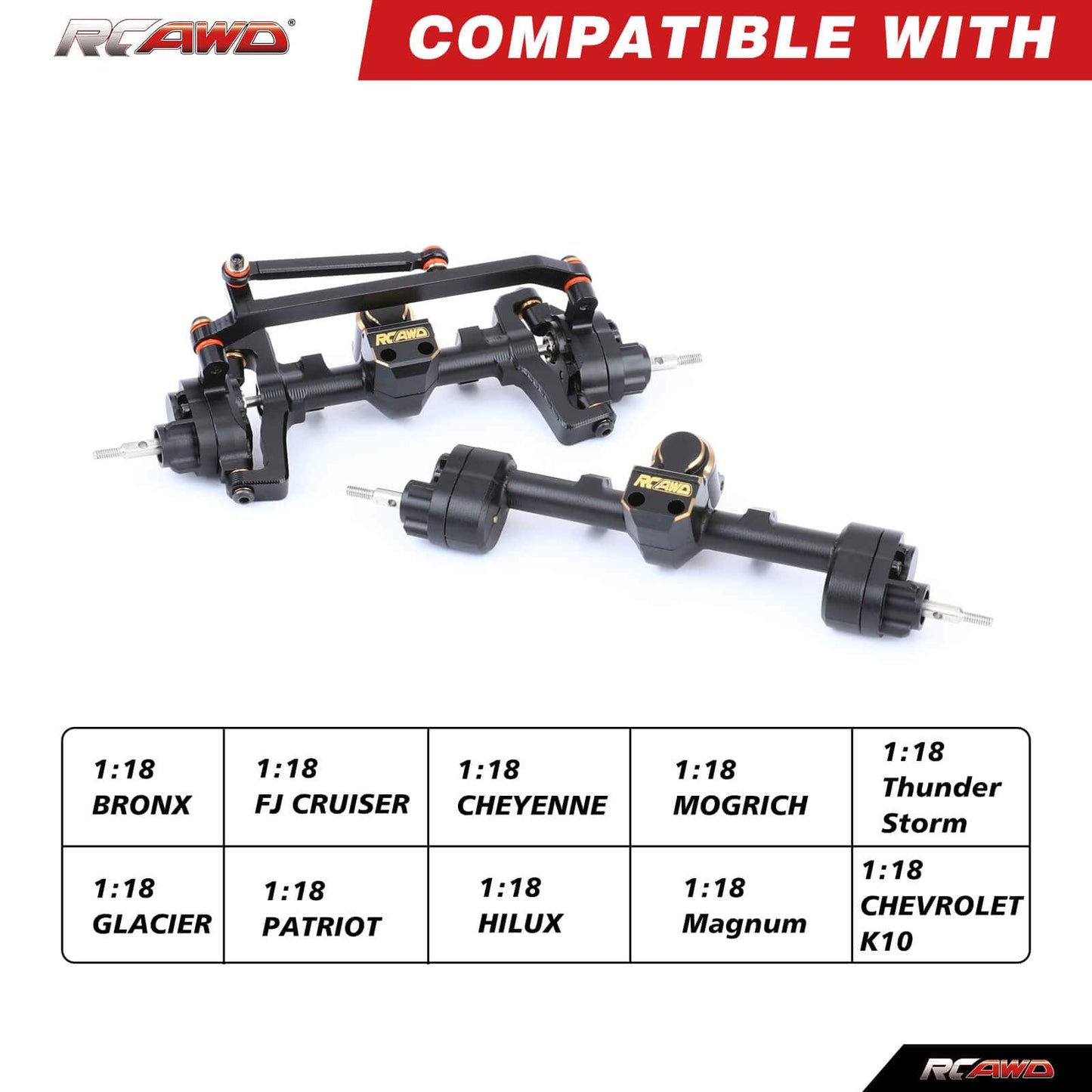 RCAWD FMS 1/18 RCAWD FMS 1/18 RC Car Portal Axles Set with 70MM 50MM Steel Driveshaft
