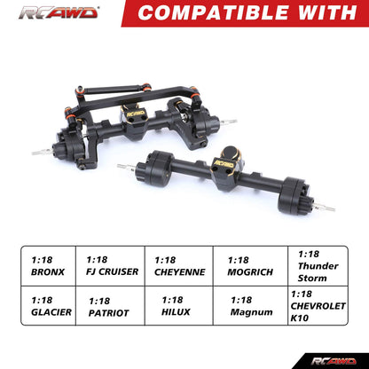 RCAWD FMS 1/18 RCAWD FMS 1/18 RC Car Portal Axles Set with 70MM 50MM Steel Driveshaft