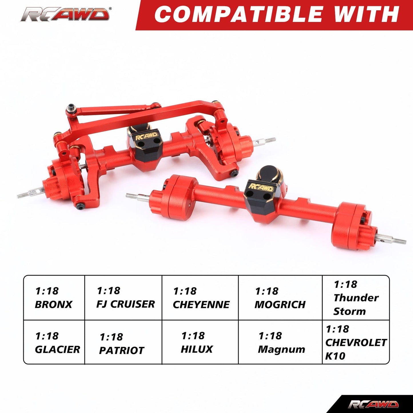 RCAWD FMS 1/18 RCAWD FMS 1/18 RC Car Portal Axles Set with 70MM 50MM Steel Driveshaft