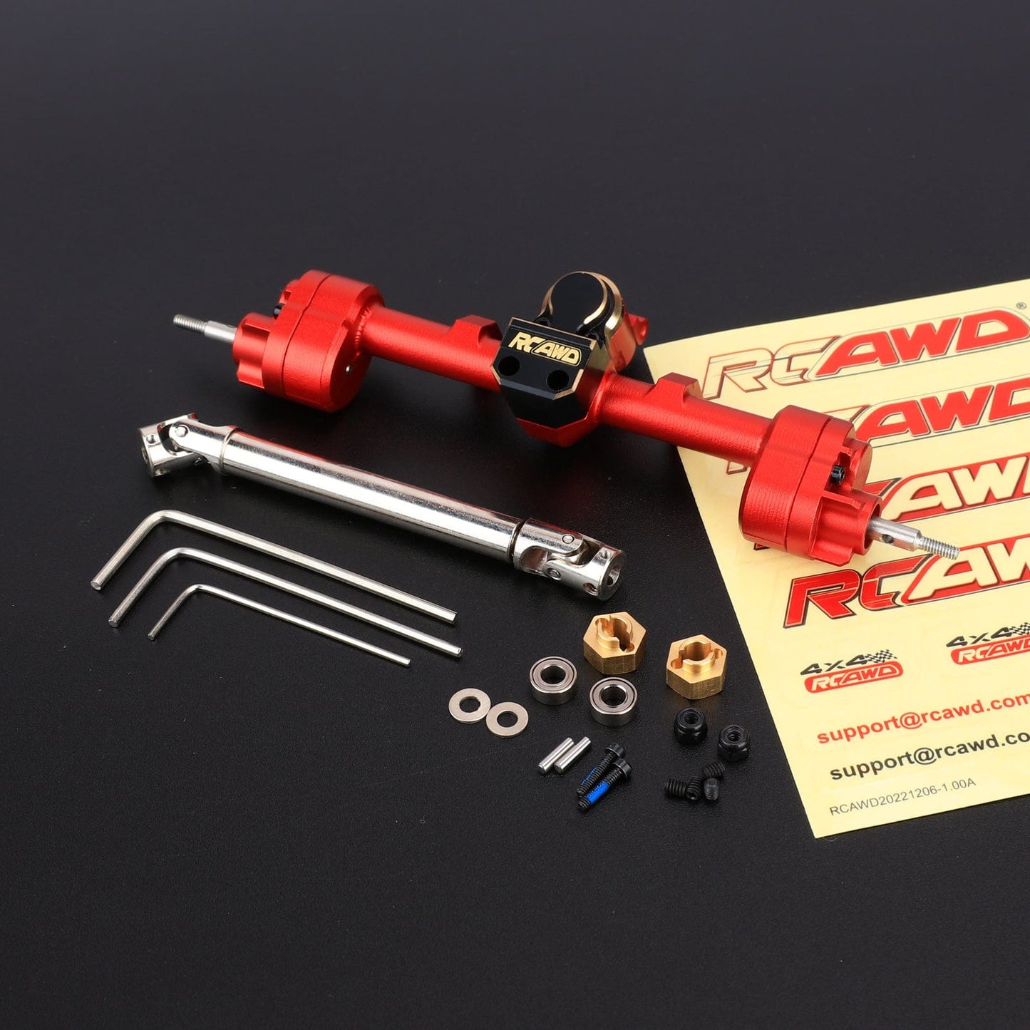 RCAWD FMS 1/18 Rear Axles Set / Red RCAWD FMS 1/18 RC Car Portal Axles Set with 70MM 50MM Steel Driveshaft