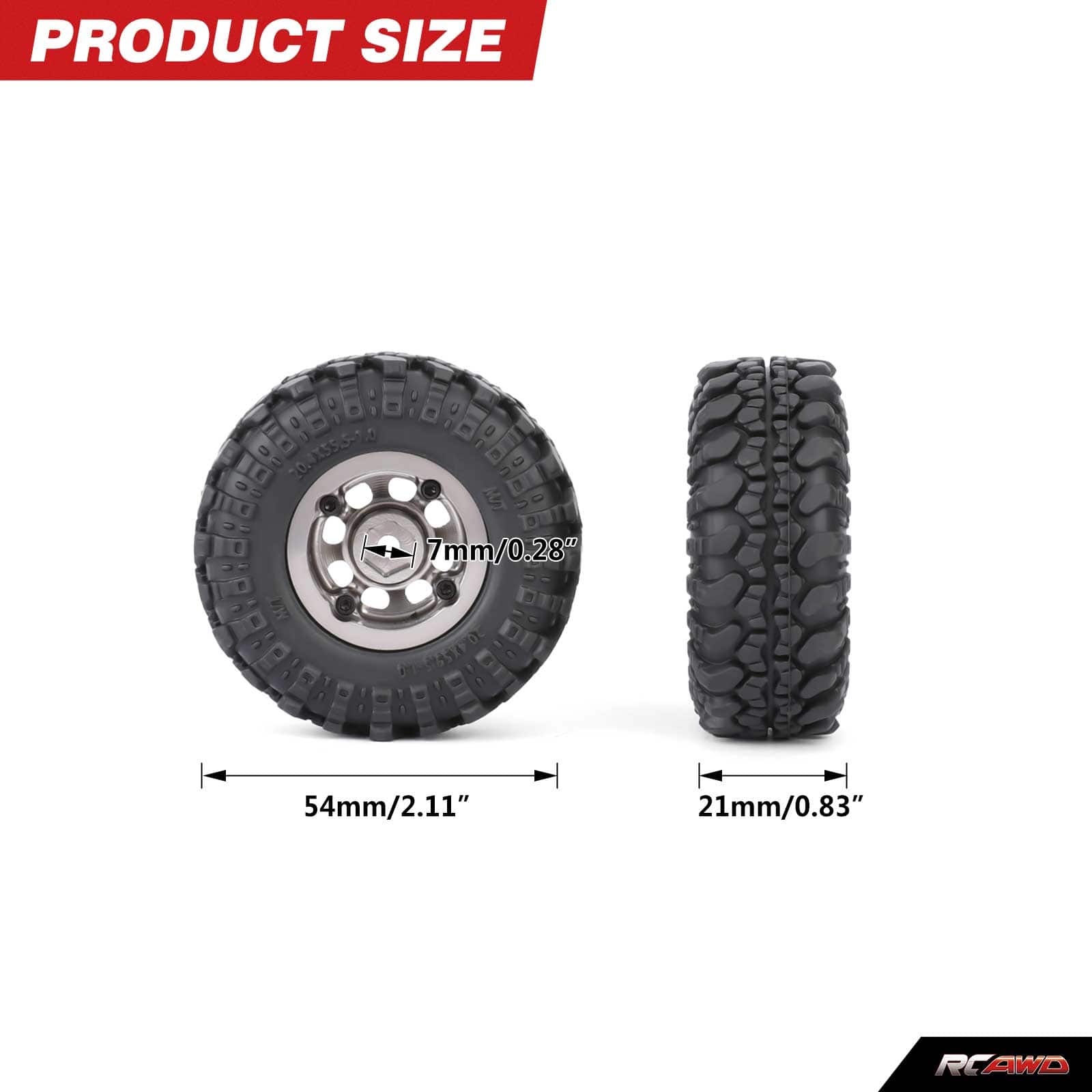 RCAWD FMS FCX24 55MM Tyres RCAWD FCX18 FCX24 55MM Rubber Rock Wheel Tires Tyres