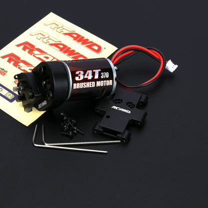 RCAWD FMS FCX24 Black RCAWD Complete Transmission with 34T 370 Motor & Center Gearbox Mounts for 1/18 FMS EASYRC RocHobby RC