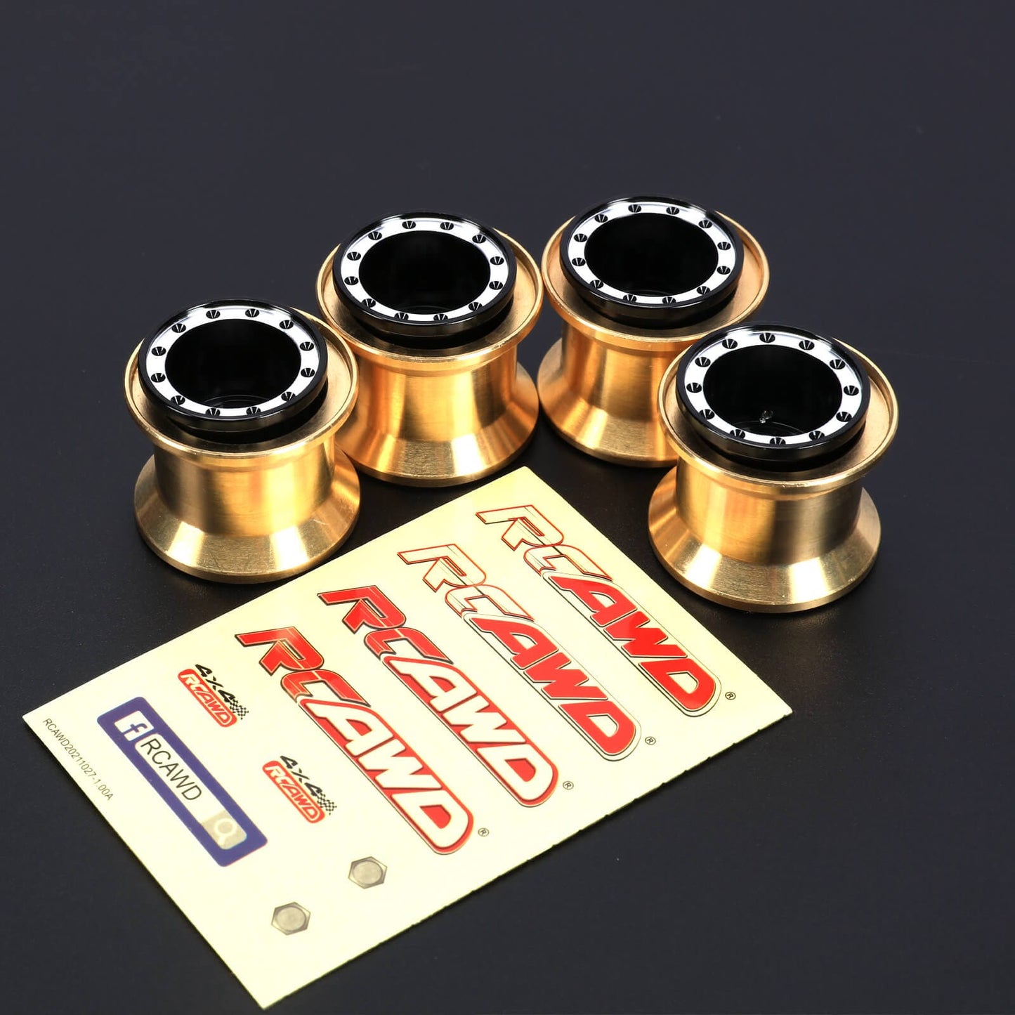 RCAWD FMS FCX24 Black RCAWD FCX24 Monster Truck 1.0" Beadlock Wheels with Brass Weights Rings