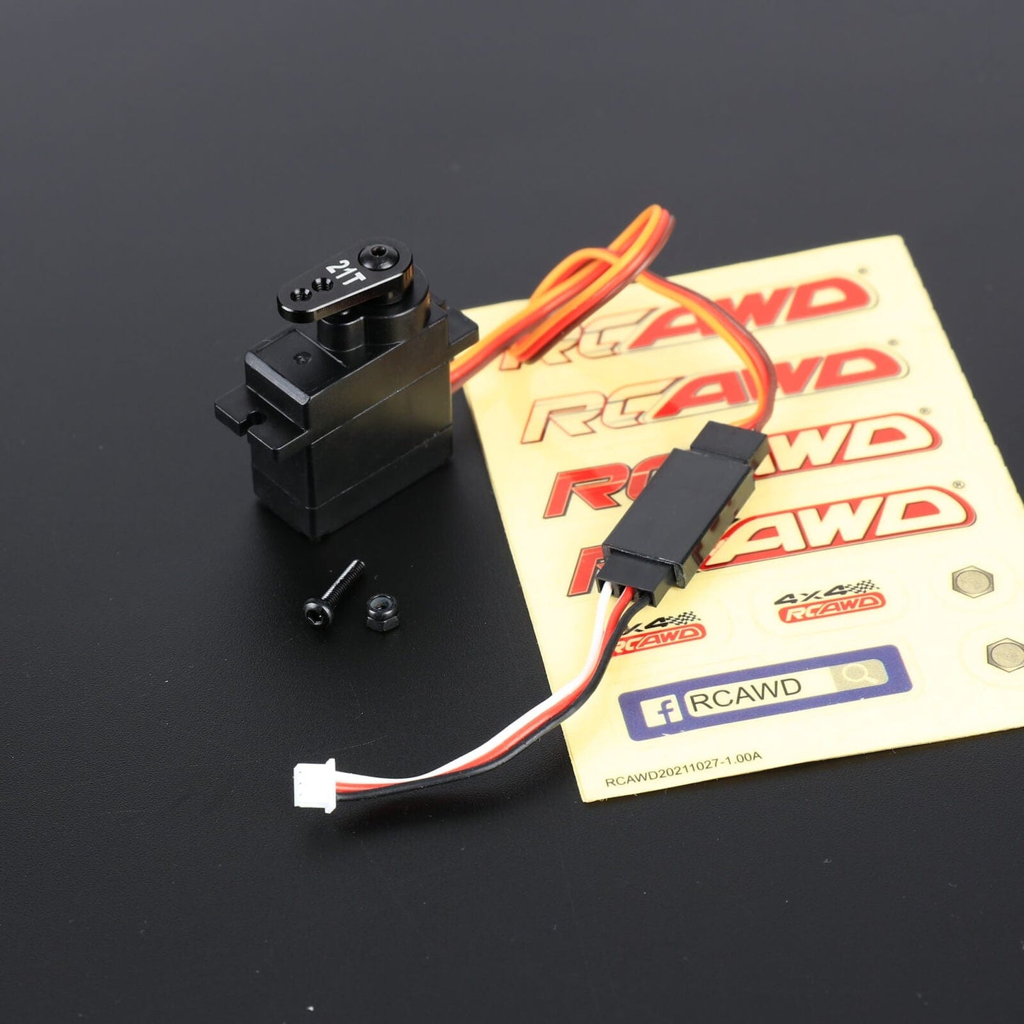 RCAWD FMS FCX24 Black RCAWD FCX24 Upgrade Servo Set Full Metal Gear & 21T Servo Arm Set