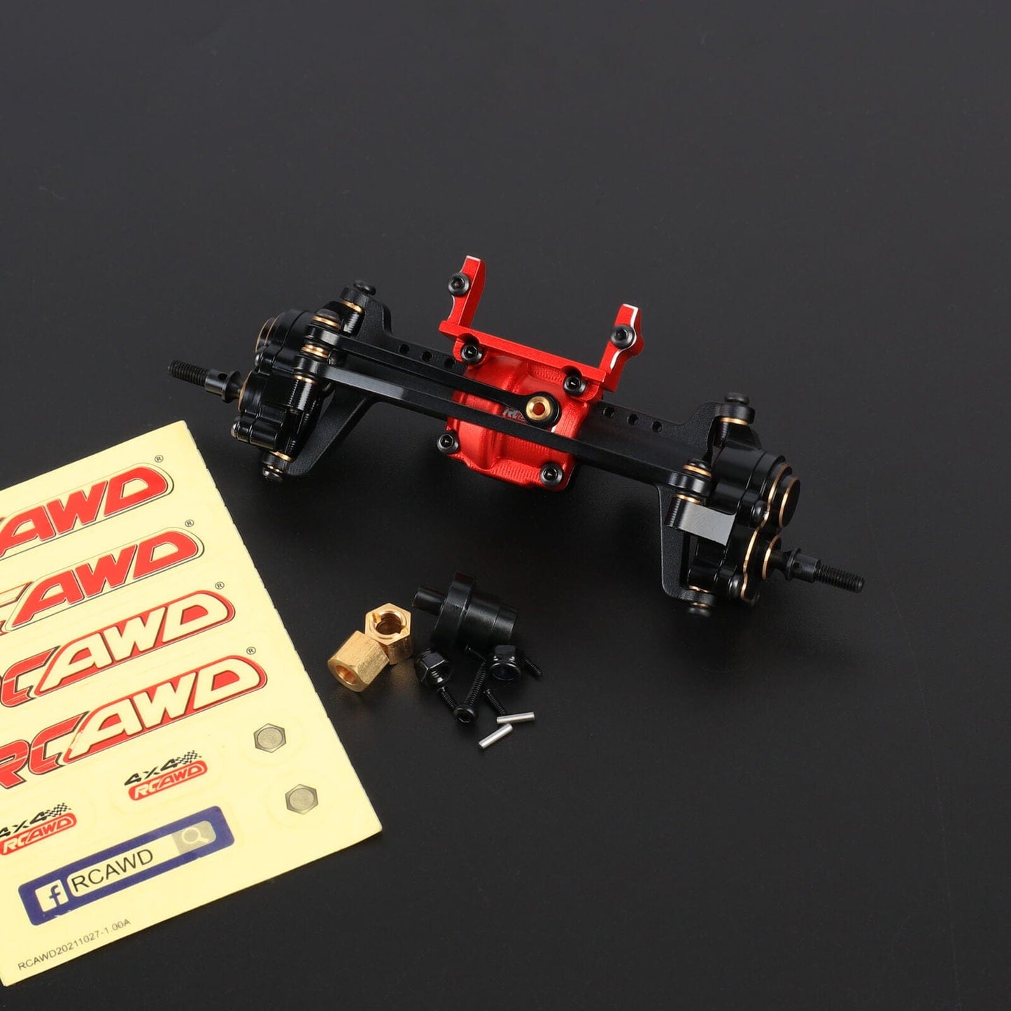 RCAWD FMS FCX24 Front Portal Axle / Black RCAWD FCX24 Differential Portal Axles Complete Set with Diff Locker D6-C3112