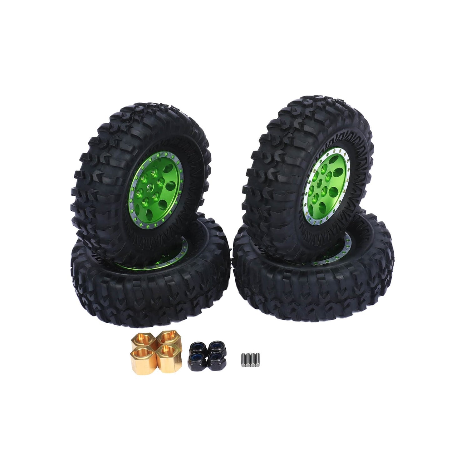 RCAWD FMS FCX24 Green RCAWD 55*20mm RC wheel Tires for  FMS FCX24 with 7mm brass wheel hex hub D2-C3073G