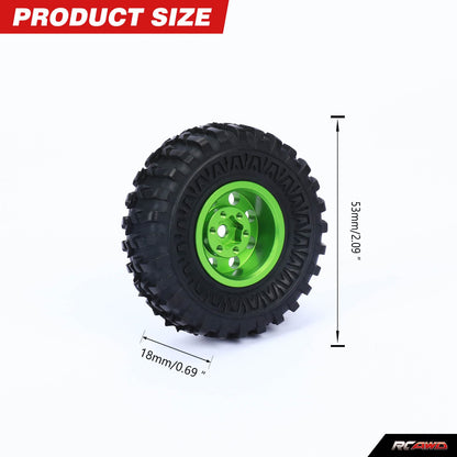 RCAWD FMS FCX24 Green RCAWD 55*20mm RC wheel Tires for  FMS FCX24 with 7mm brass wheel hex hub D2-C3073G