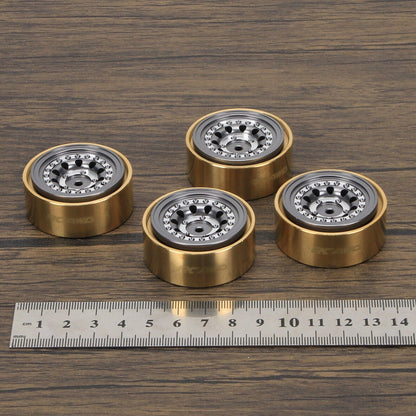RCAWD FMS FCX24 RCAWD 1.3'' Beadlock Wheel with Brass Weights Ring for 1/24 FMS FCX24 312g/set