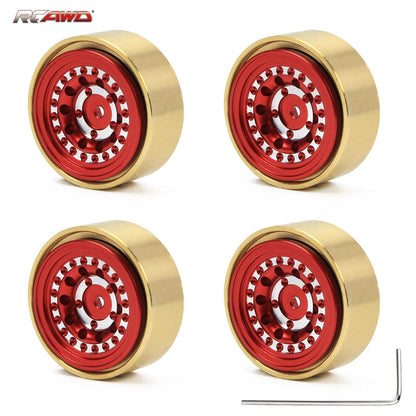 RCAWD FMS FCX24 RCAWD 1.3'' Beadlock Wheel with Brass Weights Ring for 1/24 FMS FCX24 312g/set