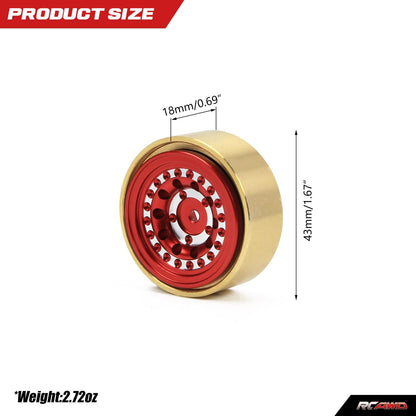 RCAWD FMS FCX24 RCAWD 1.3'' Beadlock Wheel with Brass Weights Ring for 1/24 FMS FCX24 312g/set