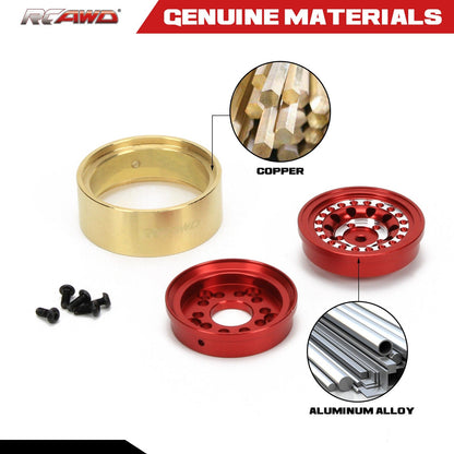 RCAWD FMS FCX24 RCAWD 1.3'' Beadlock Wheel with Brass Weights Ring for 1/24 FMS FCX24 312g/set