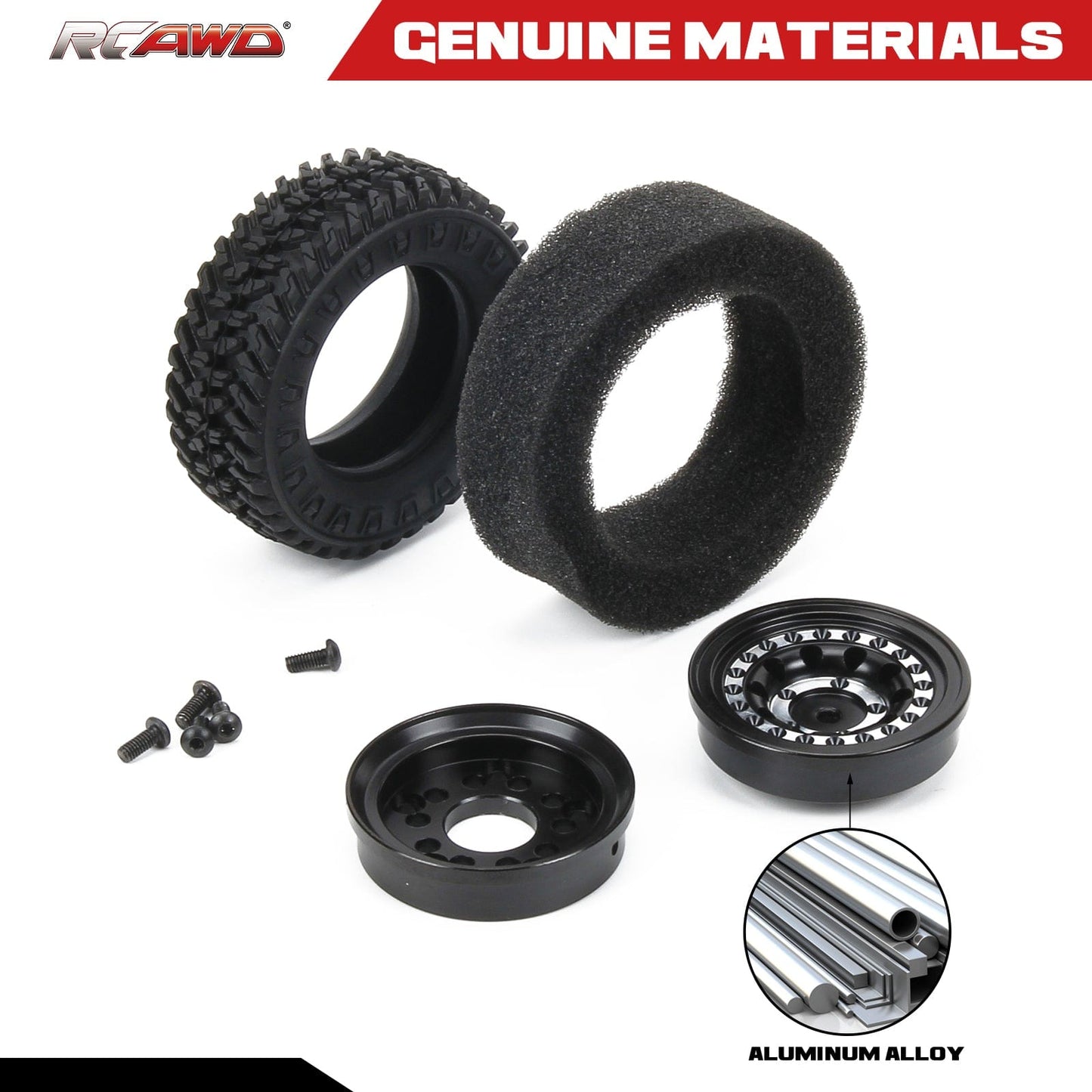 RCAWD FMS FCX24 RCAWD 1.3” Beadlock Wheels 55*19mm Tires for FMS FCX24 and 1/18 RC Crrawler