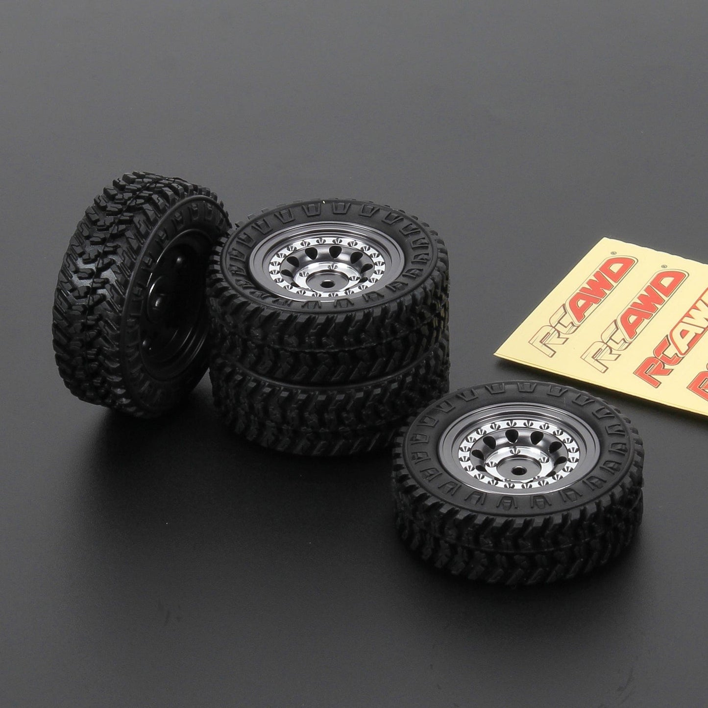 RCAWD FMS FCX24 RCAWD 1.3” Beadlock Wheels 55*19mm Tires for FMS FCX24 and 1/18 RC Crrawler