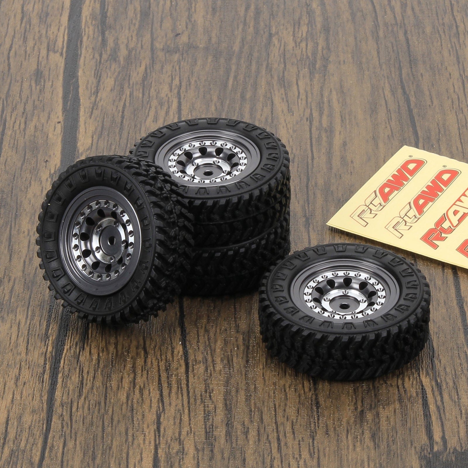 RCAWD FMS FCX24 RCAWD 1.3” Beadlock Wheels 55*19mm Tires for FMS FCX24 and 1/18 RC Crrawler