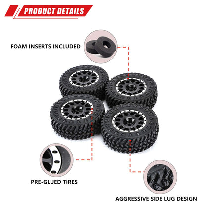 RCAWD FMS FCX24 RCAWD 1.3" Weighted Beadlock Wheel with 55mm Tires Set  for FCX24 RC Crawler