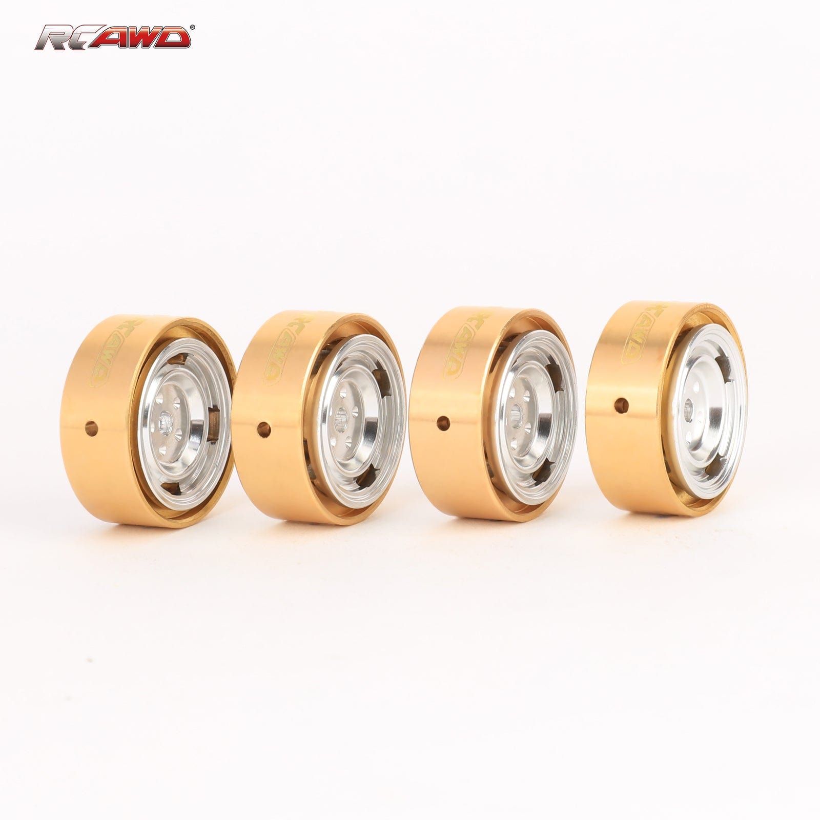 RCAWD FMS FCX24 RCAWD 24g/pc Metal Beadlock Wheel Rims with Brass Countweight Rings