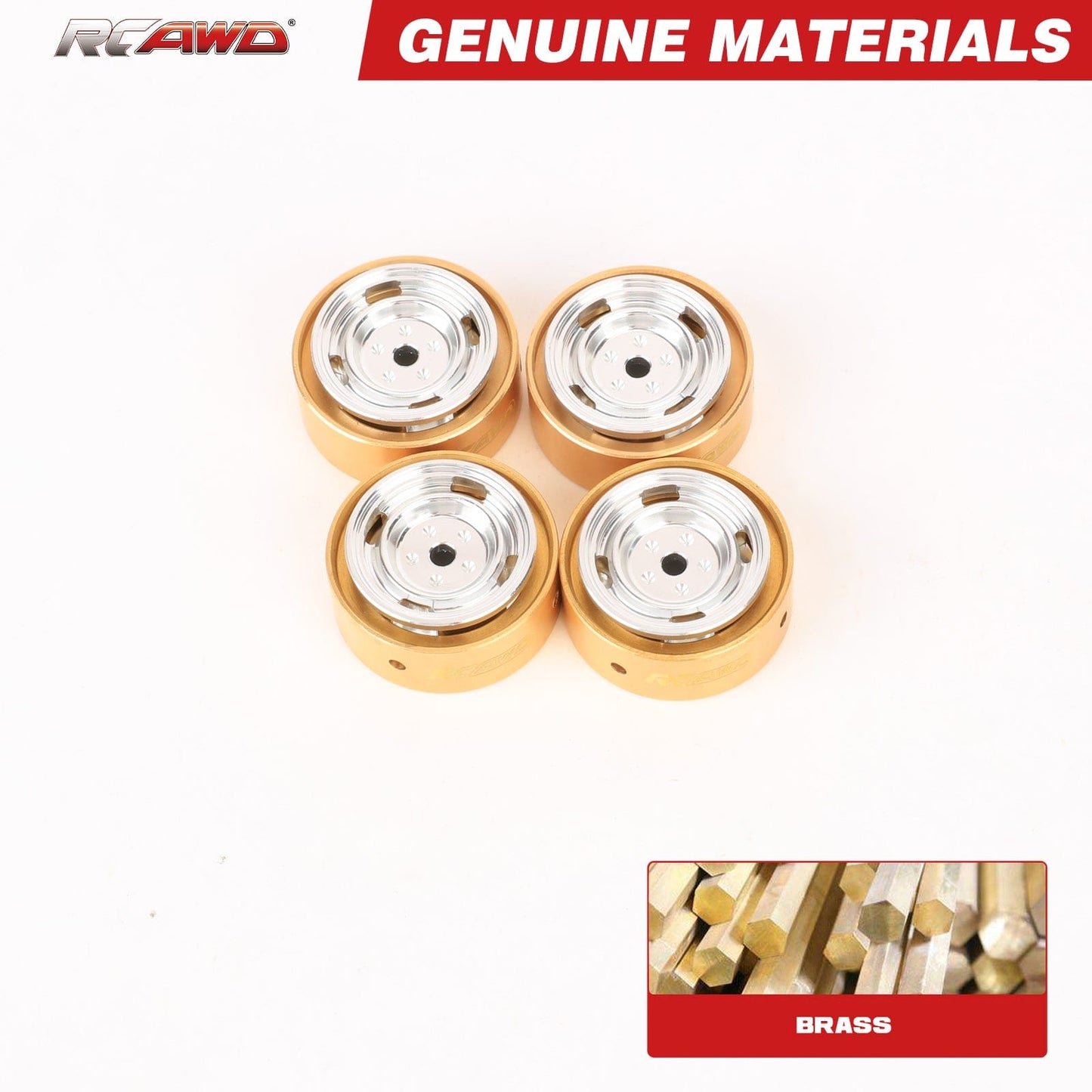 RCAWD FMS FCX24 RCAWD 24g/pc Metal Beadlock Wheel Rims with Brass Countweight Rings