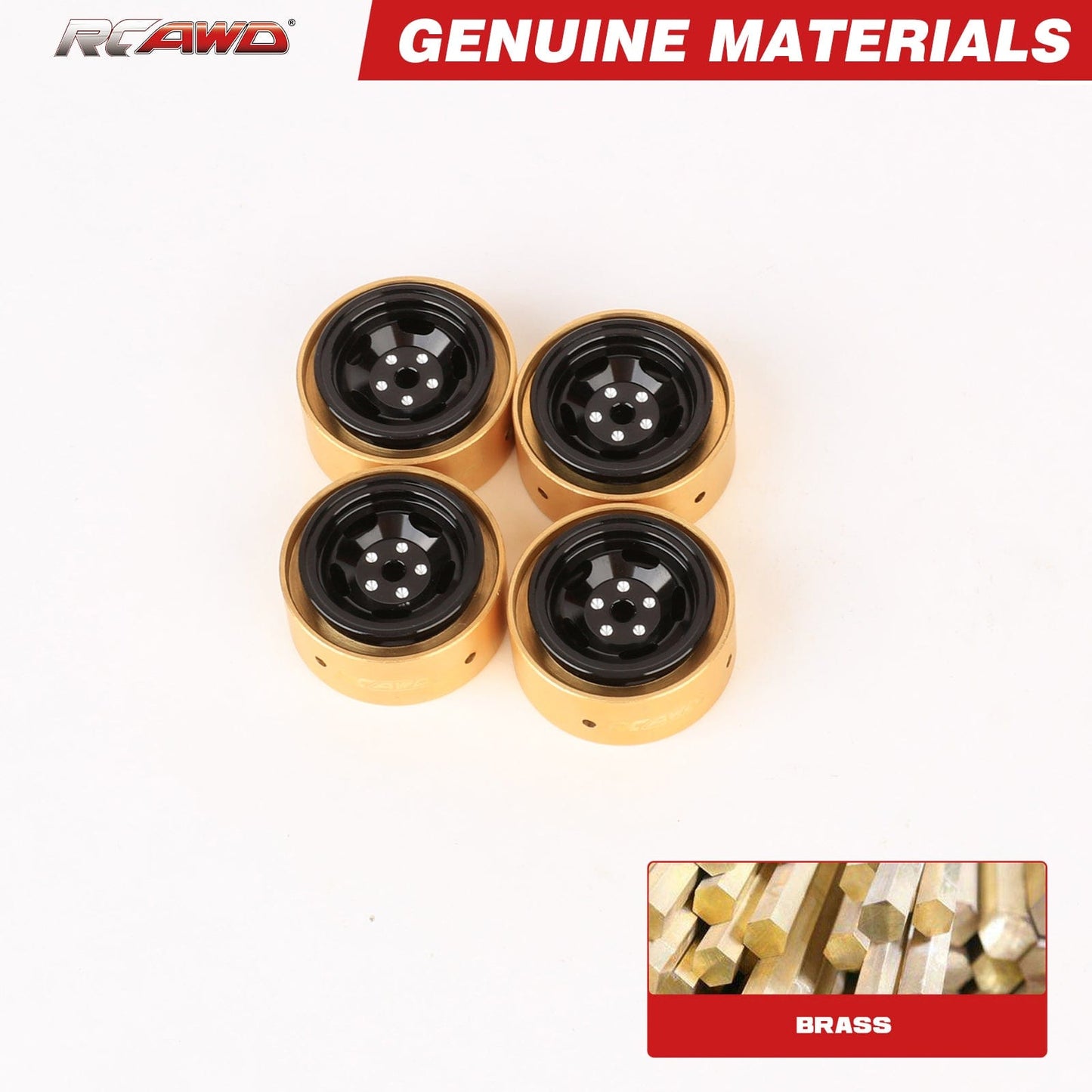 RCAWD FMS FCX24 RCAWD 32g/pc Metal Beadlock Wheel Rims with Brass Countweight Rings