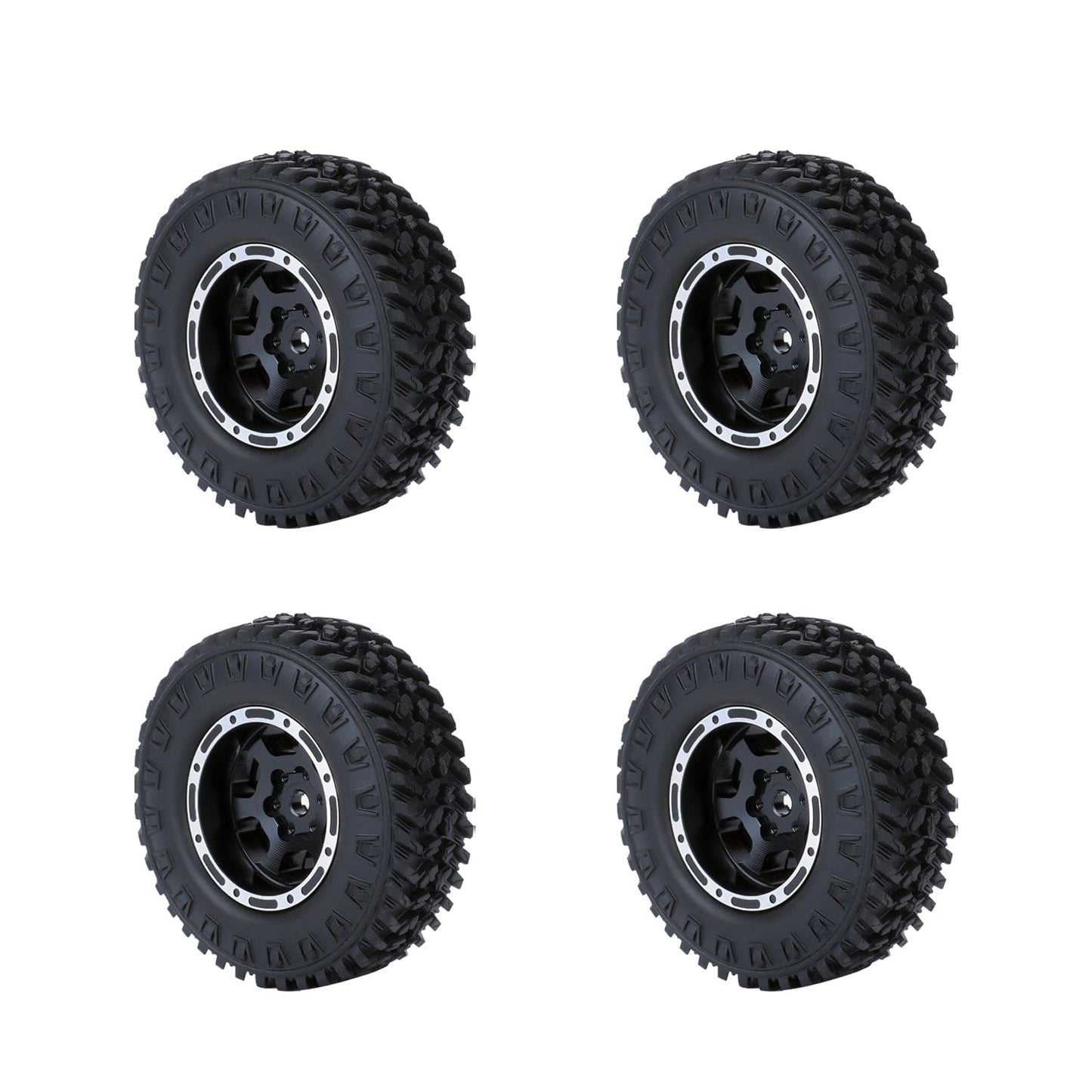 RCAWD FMS FCX24 RCAWD 48g/pc 1.0" Metal Beadlock Wheel Rims Rubber Tires with Counter Weight Ring For FMS 1/24 FCX24M