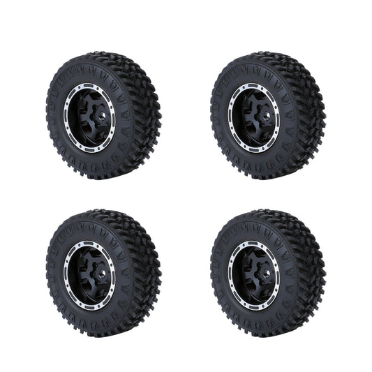 RCAWD FMS FCX24 RCAWD 48g/pc 1.0" Metal Beadlock Wheel Rims Rubber Tires with Counter Weight Ring For FMS 1/24 FCX24M