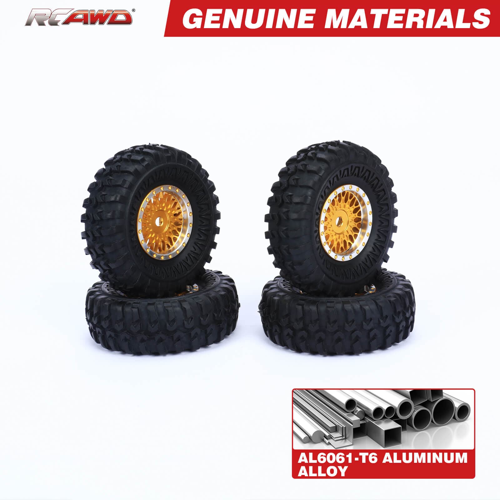 RCAWD 4pcs 55*20mm Wheel Tires with 7mm Brass Hex Hub for FMS 1/24