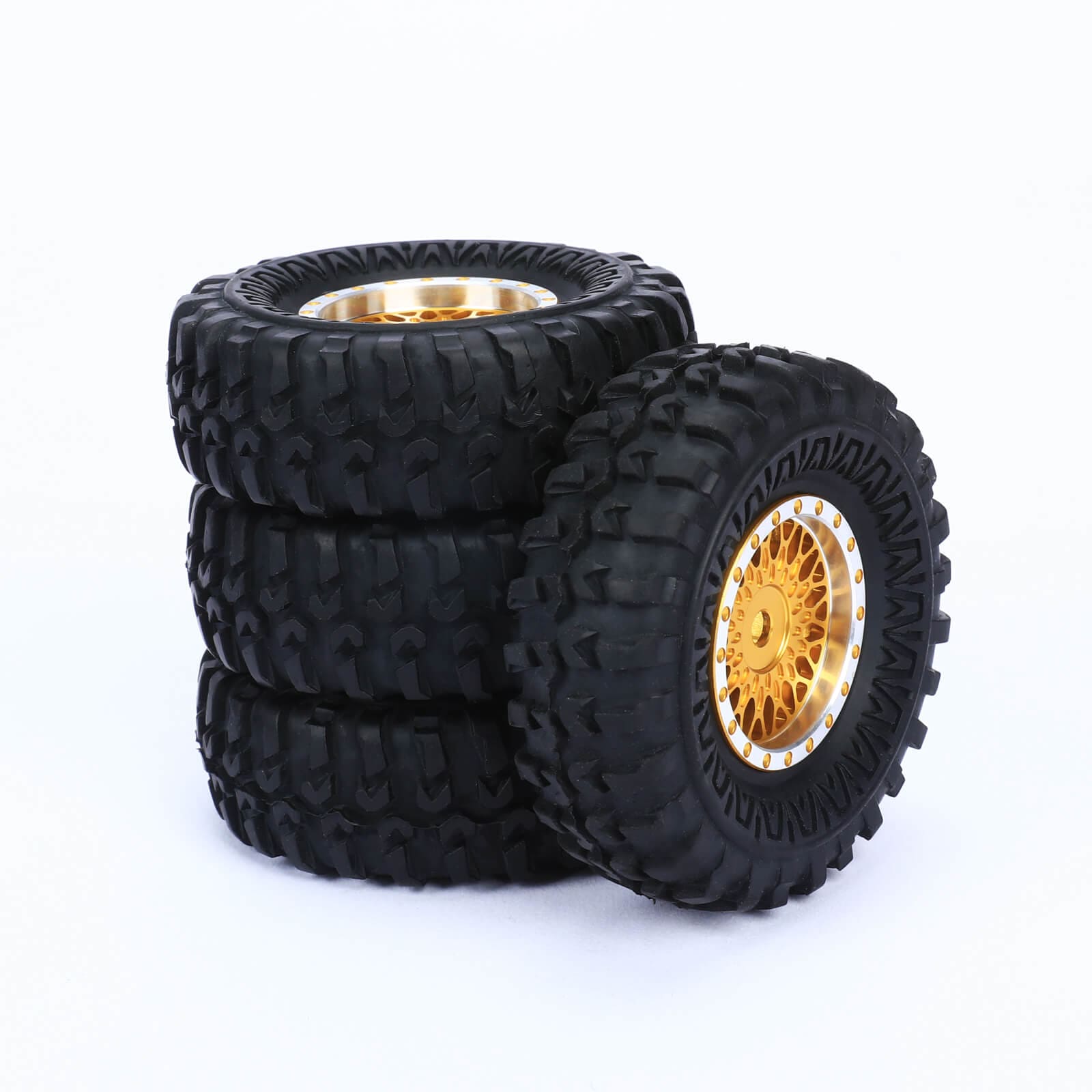 RCAWD FMS FCX24 RCAWD 4pcs 55*20mm Wheel Tires with 7mm Brass Hex Hub for FMS 1/24 FCX24 Smasher