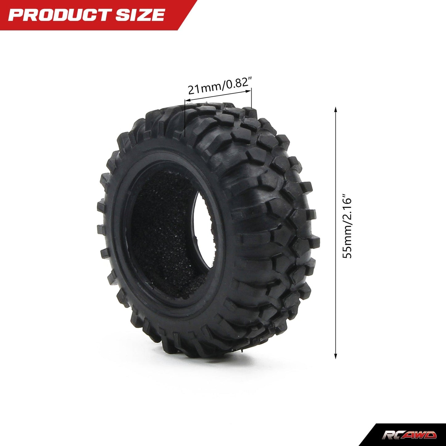 RCAWD FMS FCX24 RCAWD 4pcs 55*21mm rubber tire for  FMS FCX24 1-24 crawlers