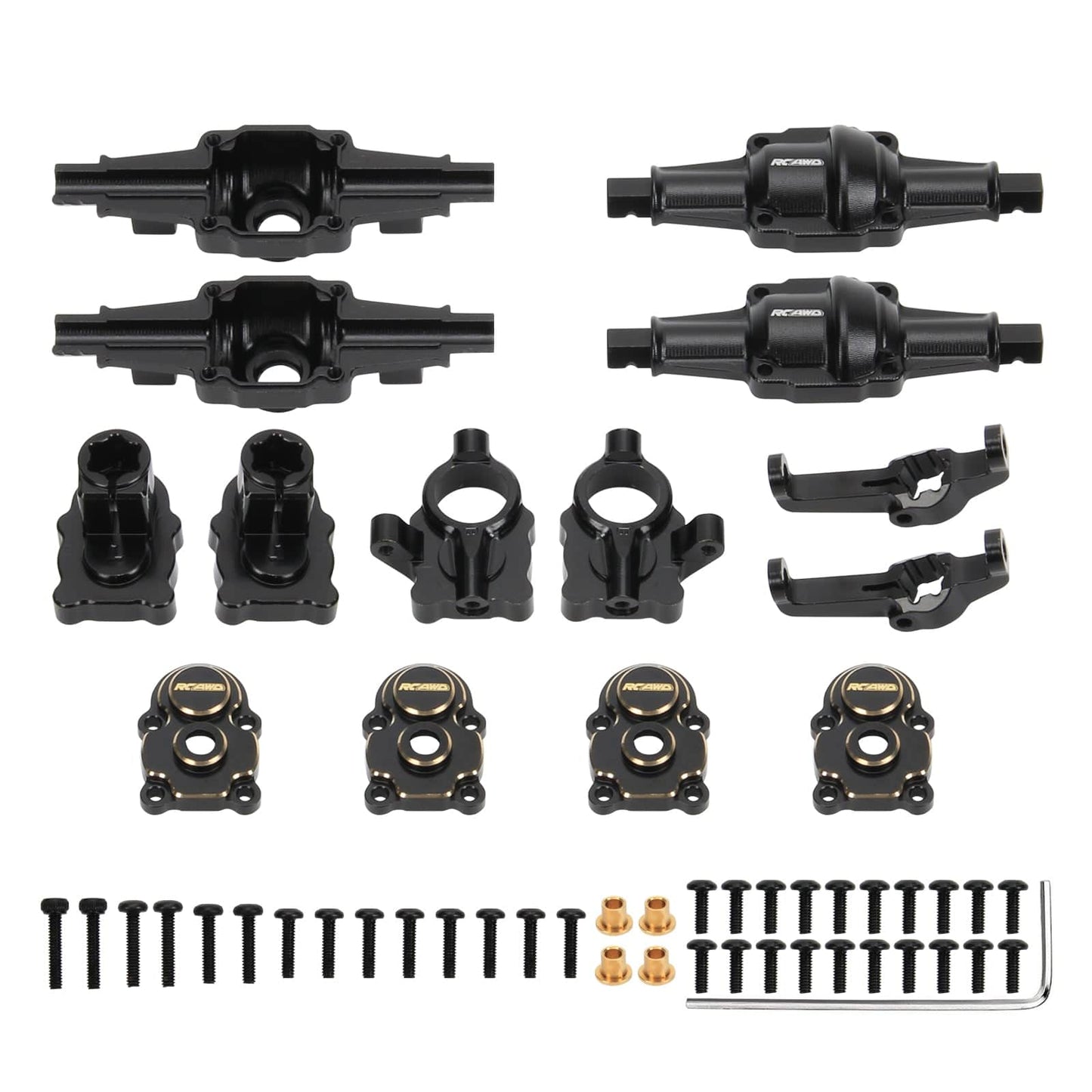 RCAWD FMS FCX24 RCAWD FCX24 Aluminum Front Rear Axles Housing Set with Brass Steering Hub Carrier